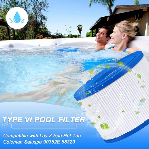 Vista 5 de KGC Paquete de 2 filtros de bañera de hidromasaje tipo VI compatibles con filtros Coleman Salu spa Lay-Z-Spa, repuesto para cartuchos de filtro