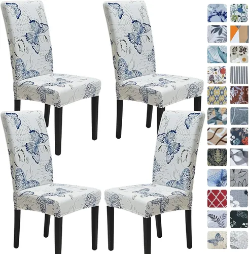 Vista 33 de SPRINGRICO Juego de 4 fundas para sillas de comedor, fundas elásticas para sillas de comedor, de elastano lavables, fundas para sillas Parsons