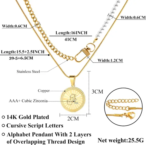 Vista 7 de Collares con inicial para mujer, chapado en oro de 14 quilates, collar de cadena de serpiente de acero inoxidable, collar de espiga de espiga