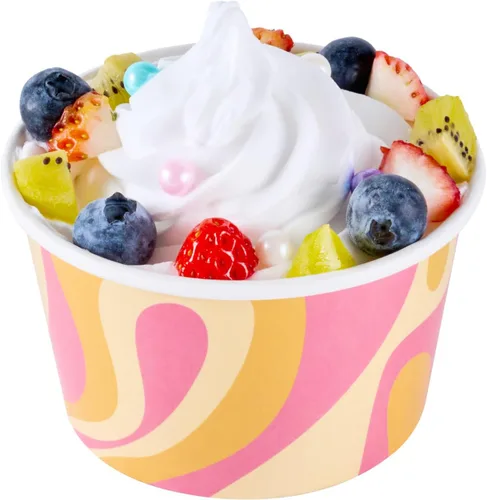 Vista 107 de Restaurantware Coppetta - Vasos de postre de 3 onzas, 50 tazas desechables para helado, tapas se venden por separado, cuencos de papel a cuadros