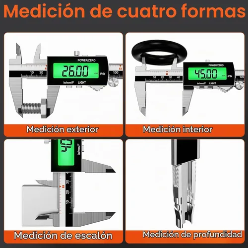 Vista 6 de Preciva Calibre digital de retroiluminación, micrómetro electrónico recargable impermeable IP54 de 6 pulgadas con pantalla LCD, conversiones