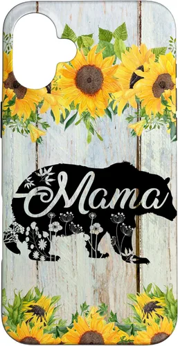 Vista 23 de Mama Bear Rustic Woodgrain Sunflowers Farmhouse Country Mom Case for iPhone 17