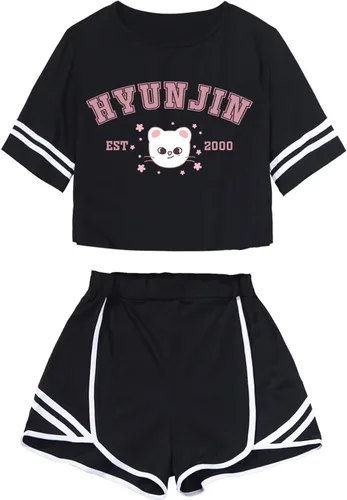 Vista 8 de CHAIRAY SKZ Merch Sets Skzoo Felix Hyunjin Bangchan Lee Know Soporte de Álbum Camisa + Pantalones Cortos Changbin Han I.N Conjunto de Camiseta