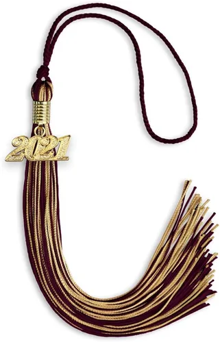 Vista 15 de Endea Graduation - Borla de doble color mixto con fecha dorada (negro/dorado antiguo, 2021)
