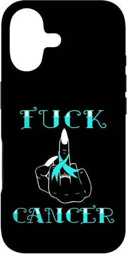 Vista 32 de Fuck Cancer Tattoos Survivor Teal Ribbon Ovarian Cancer Case for iPhone 16