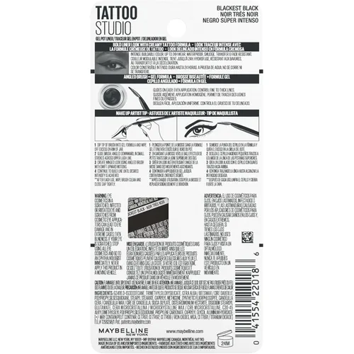 Vista 3 de Maybelline New York Eye Studio Lasting Drama Gel Eyeliner, 0,106 onza, El negro más negro 950
