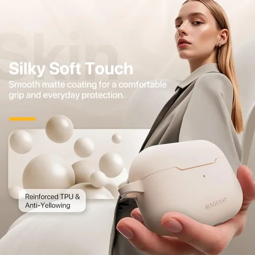Vista 9 de MAGEASY Funda diseñada para estuche de AirPods Pro 2 - Funda protectora a prueba de golpes para AirPods Pro y Pro 2, resistente a las manchas, suave