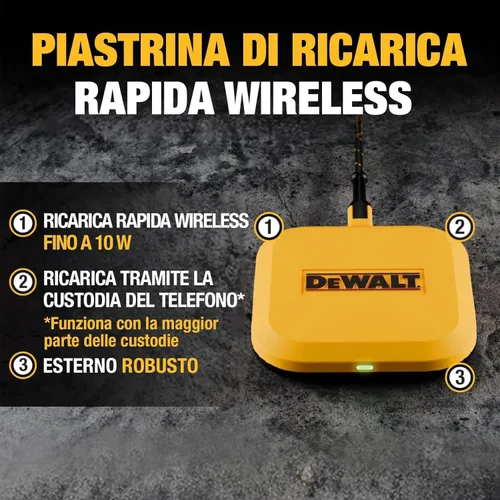 Vista 3 de DEWALT - Cargador inalámbrico resistente de 10 W máximo, almohadilla de carga rápida inalámbrica compatible con iPhone 17/16/15/14/13/12/11/X/8 Pro