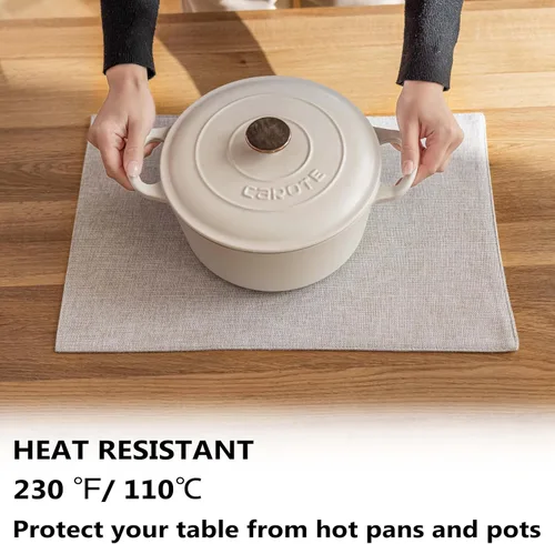 Vista 149 de Demetex - Juego de 4 manteles individuales de mesa de estilo rústico, resistentes al calor, de lino, lavables, de tela, manteles individuales