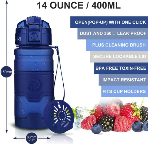 Vista 2 de Botella de agua deportiva Zorri, 400/500/700ml/1L, sin BPA, a prueba de fugas, ligera, botellas Tritan para exteriores, camping, ciclismo, fitness