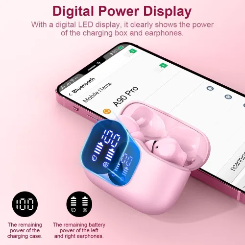 Vista 6 de Auriculares inalámbricos con Bluetooth, auriculares estéreo de alta Rosa rubor