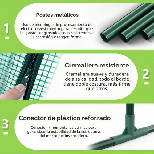 Vista 5 de SPECILITE Invernadero resistente para exteriores, casa verde portátil con cubierta gruesa de polietileno, puerta enrollable con cremallera y 2