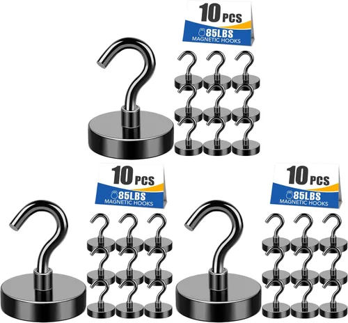 Vista 8 de MIKEDE Ganchos magnéticos negros resistentes de 30 libras imanes fuertes