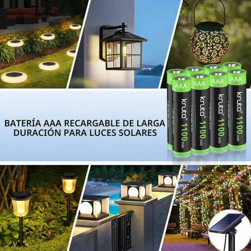 Vista 3 de Luces solares AAA 1100 mAh de alta capacidad 1.2 V Ni-MH recargable AAA batería solar para luces solares al aire libre, cadena de luces de batería
