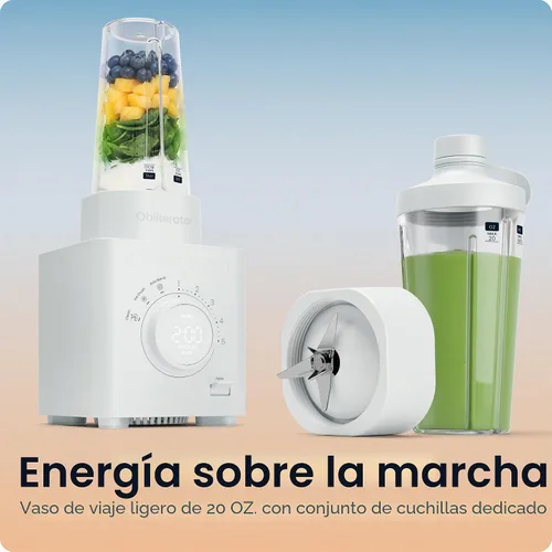 Vista 8 de Chefman Obliterator - Licuadora de encimera de 48 onzas para batidos, motor de 1380 W para triturar hielo, nueces y frutas congeladas con cuchilla