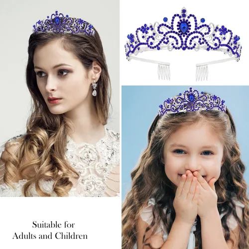 Vista 3 de Velscrun Tiara - Corona de Reina de Cumpleaños con Diamantes de Imitación y Banda Tiara de cumpleaños 27