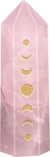 Vista 7 de Amogeeli Wicca - Varita de punta de piedra de ojo de tigre de fase lunar para meditación de reiki, 6 prismas facetados, decoración de cristal