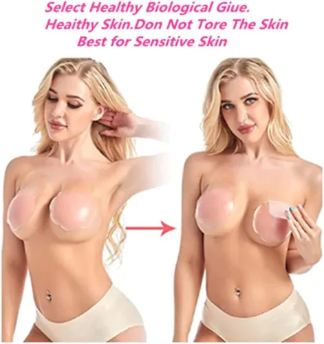 Vista 6 de Cubiertas para pezones para mujer, adhesivo push-up reutilizable, 2 pares (4.7 pulgadas redonda)