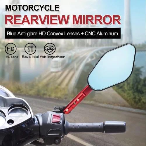 Vista 2 de Espejo retrovisor para motocicleta, espejo retrovisor de aluminio CNC, espejo retrovisor azul antirreflejo para Yamaha XMAX300 X-MAX 300 Xmax 300