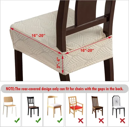 Vista 6 de Fundas de asiento para silla de comedor, extraíbles y lavables, juego de 2, fundas de cojín de asiento de silla de jacquard, protectores