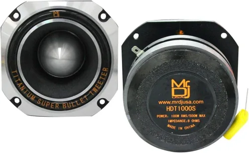Vista 3 de 2 Mr. Dj HDT1000S - Tweeter de alta compresión de bala de titanio de 4 pulgadas y 500 W (cromado)