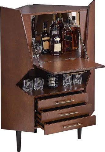 Vista 13 de SEI FURNITURE Larson Corner Storage Bar Cabinet Gabinete de almacenamiento, marrón.