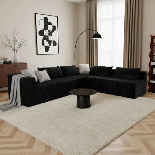Vista 7 de Claiks - Sofá en forma de U de 128 pulgadas, sofá modular de gran tamaño Negro