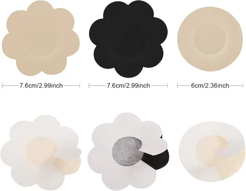 Vista 2 de Syhood Nipple Breast Covers Self Adhesive Disposable Flower Shape Nipple Pasties Stickers for Women Girls Ladies Party Dress