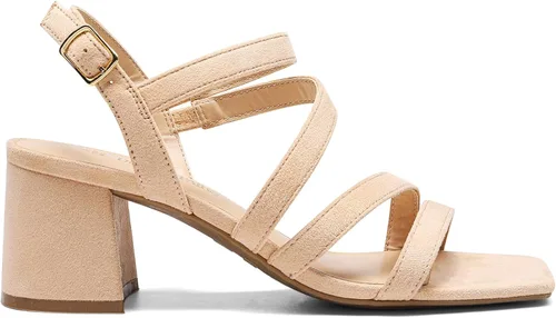 Vista 2 de DREAM PAIRS Sandalias de tacón grueso con tiras para mujer, sandalias de tacón bajo y puntera abierta, zapatos de fiesta