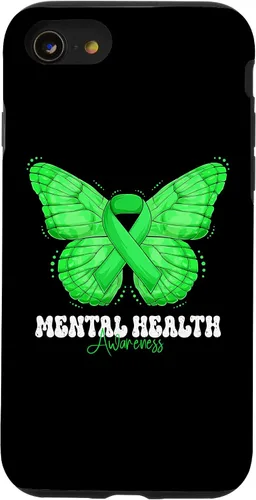 Vista 13 de Funda de mariposa con cinta verde para iPhone 15 Mental Health Awareness Month