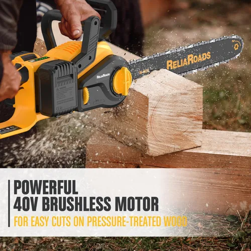 Vista 3 de ReliaRoads - Motosierra sin escobillas de 16 pulgadas, de 40V (2 x 20V MAX) inalámbrica con batería recargable compatible con batería DeWALT, ideal