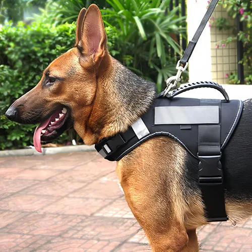 Vista 9 de Arnés para perro con asa – Arnés reflectante resistente sin tirones para perros de tamaño mediano, entrenamiento táctico, caminar, arnés de fácil