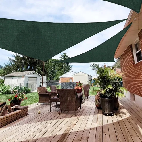 Vista 10 de Patio Paradise Vela de Sombra Triangular de 2' x 2' x 2' Toldo Parasol Tela de Sombra Bloqueo de Luz Solar Cubierta de Pérgola Patio HDPE Toldo