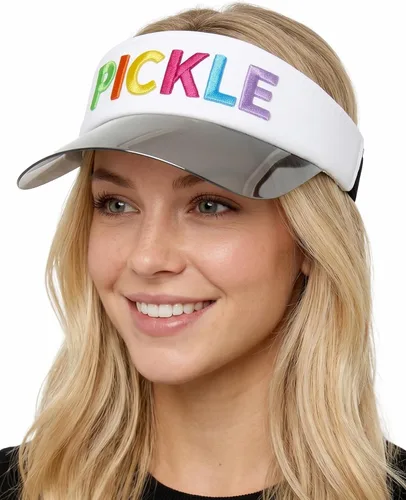 Vista 16 de Funky Junque Viseras solares para mujer, protección UV, ala holográfica, UPF 50, ajustable, golf, tenis, pickleball playa, verano Negro