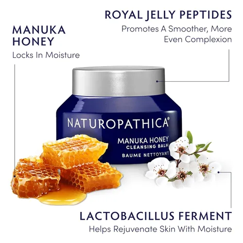 Vista 3 de Naturopathica Manuka Honey Cleansing Balm - Limpiador facial diario - Hidrata, nutre y rejuvenece la piel - Vegano, fabricado en Estados Unidos, 2.8