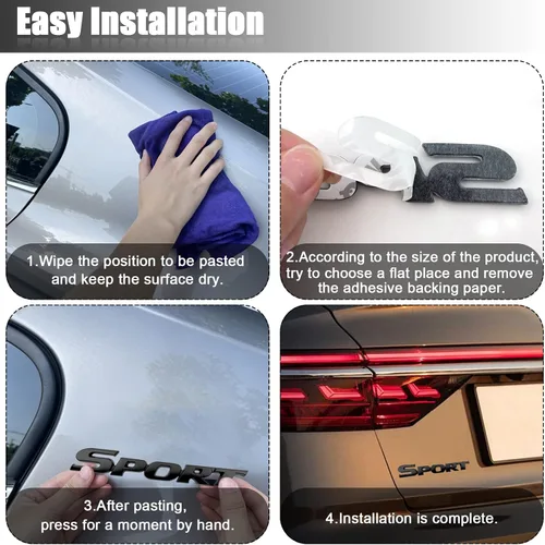 Vista 6 de 2 piezas de calcomanías de maletero de coche 3D de metal deportivo, calcomanías 3D premium personalizadas, pegatina 3D para guardabarros