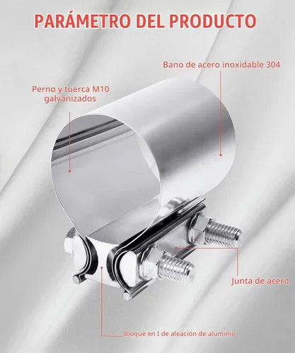 Vista 4 de Zlirfy Abrazadera de Escape de Acero Inoxidable, Abrazadera Universal de Junta de Extremo Ampliable, Compatible con Tubo de Escape (2 pulgadas)