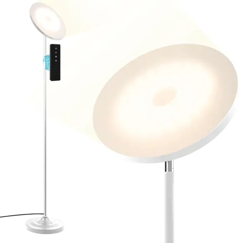 Vista 11 de hanaking Lámpara de pie brillante de 30W/2600LM con control remoto, lámpara de pie Torchiere que cambia de color RGB, ajuste continuo
