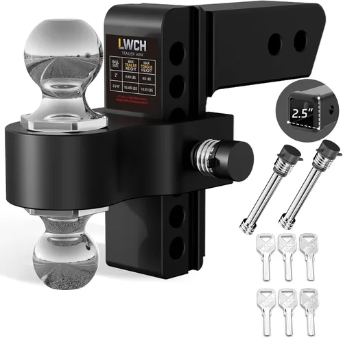 Vista 11 de Enganche de remolque ajustable rojo para receptor de 2 pulgadas, caída Receptor 2IN-Rojo