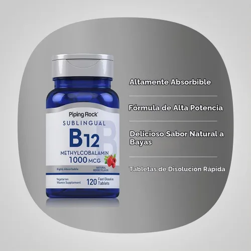 Vista 4 de Piping Rock Vitamina B12 1000 mcg Sublingual 120 Tabletas