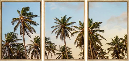 Vista 67 de wall26 Lienzo enmarcado para pared, juego de arte de selva, rana, hoja de palmera, naturaleza, desierto, arte moderno, realismo, decorativo