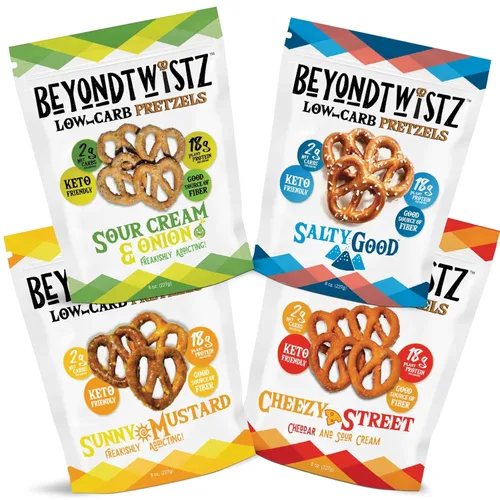 Vista 3 de BeyondTwistz Pretzels Bajos en Carbohidratos, Cheezy Street, Amigables con Keto, 2g de Carbohidratos Netos, 18g de Proteína, Enriquecidas con Fibra