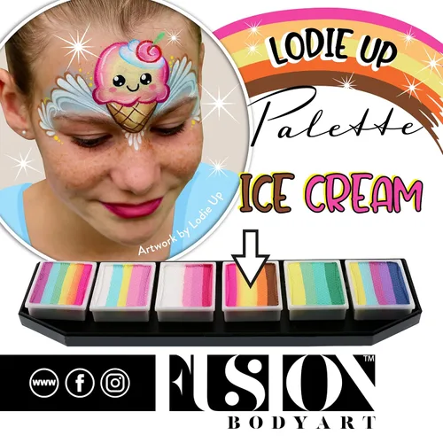 Vista 9 de Fusion Body Art - Paleta de pintura facial Lodie Up Lindo arcoíris pastel