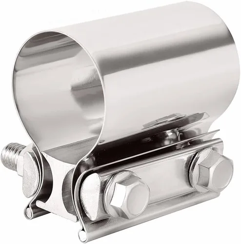 Vista 11 de Abrazadera de Escape de 2.5", Abrazadera de Banda de Junta a Tope de 2 1/2" Conector de Manguito de Acero Inoxidable para Silenciadores, Tubos