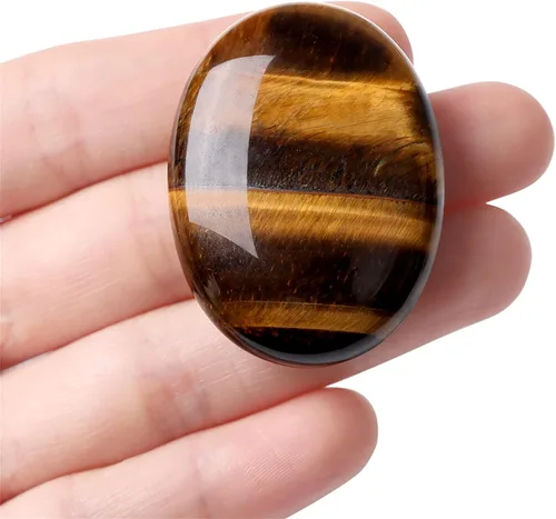Vista 8 de Thumb Worry Stone - Juego de cristales curativos tallados a mano, bolsillo de piedras preciosas naturales, meditación Reiki, energía ovalada, palma