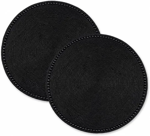 Vista 17 de Manteles individuales de 13 pulgadas con cuentas redondas para mesa de comedor - Manteles decorativos con cuentas de vidrio y respaldo de algodón