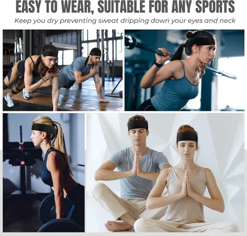 Vista 6 de Hiboom Paquete de 18 diademas deportivas para hombres y mujeres, diademas de karate ninja, bandas elásticas para el cabello para jugar tenis