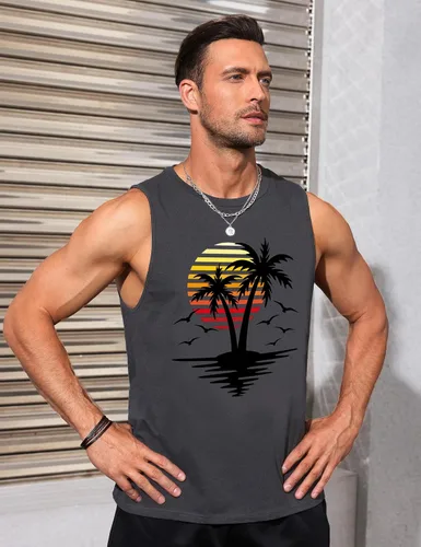 Vista 2 de Camiseta sin mangas con la bandera estadounidense para hombre, camiseta sin mangas para el 4 de julio, camiseta sin mangas con gráfico 1776