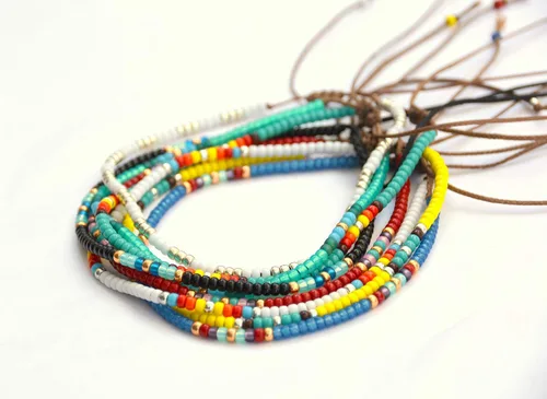 Vista 6 de Boho Anklet, Native American Jewelry, Unique Thin Beaded Ankle Bracelet for Women or Girls, Colorful Bohemian Hippie Beach Waterproof Foot Jewelry