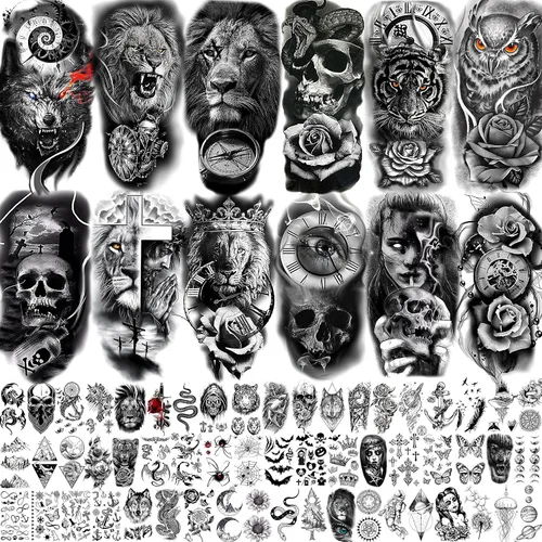 Vista 13 de COKTAK 6 Piezas/Lote Adhesivos Temporales Únicos de Henna Negra para Adultos, Mujeres, Niñas, Pluma, Mandala, Flor, Arte Corporal, Tatuajes Grandes